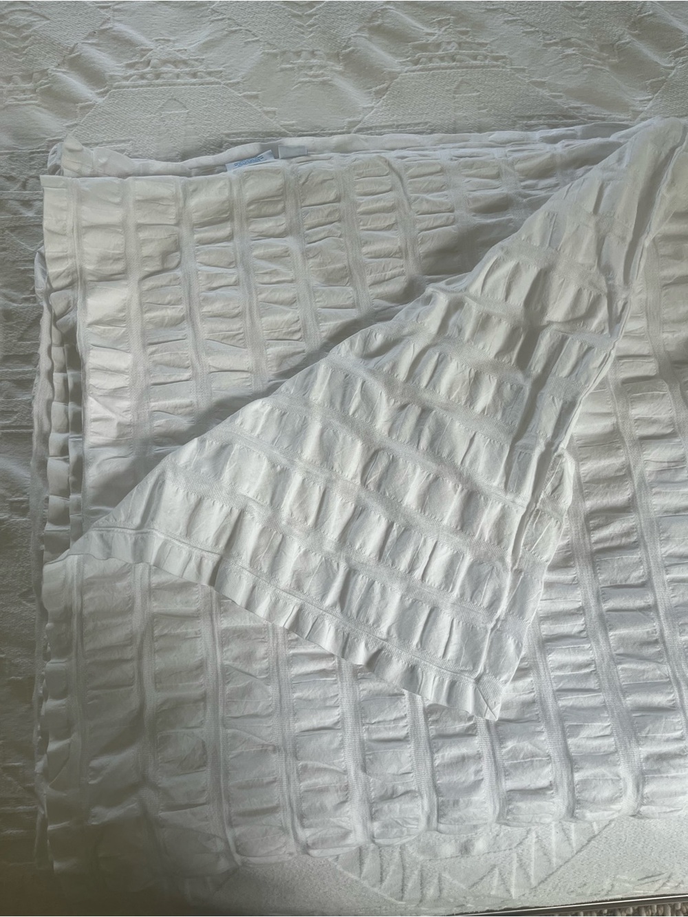 Matouk White Textured Cotton Coverlet